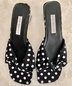 Ann Marino Shoes Sandals 6M Black & White Polka Dot Bow Open Toe & Heel New - Picture 1 of 5