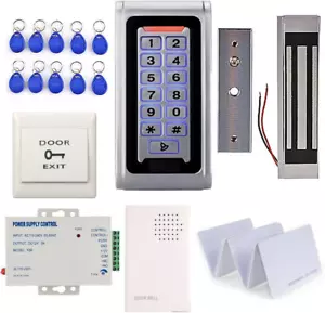 Waterproof Metal RFID Keypad Door Entry Systems & 600Lbs Electric Magnetic Lock+ - Picture 1 of 12