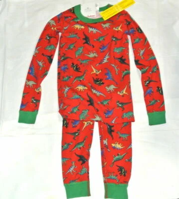 Hanna Andersson PJ Boys Long John Pajamas COZY UP DINOSAUR RED NWT sz 12 150 cm - Image 1 of 3