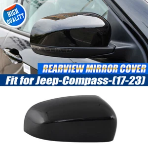 Right Side View Wing Mirror Cap Cover For Jeep Compass 2017-2023 Gloss Black - Picture 1 of 13