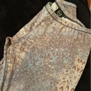 McQ Alexander McQueen Light Blue Feather Psychedelic Print Low Rise Leggings M - Picture 1 of 8
