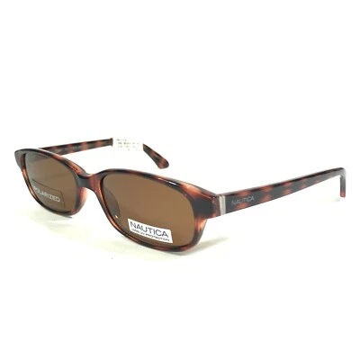 Nautica Sunglasses LONG BEACH 310 Black Red Rectangular Frames w/ Brown Lenses - Image 1 of 4