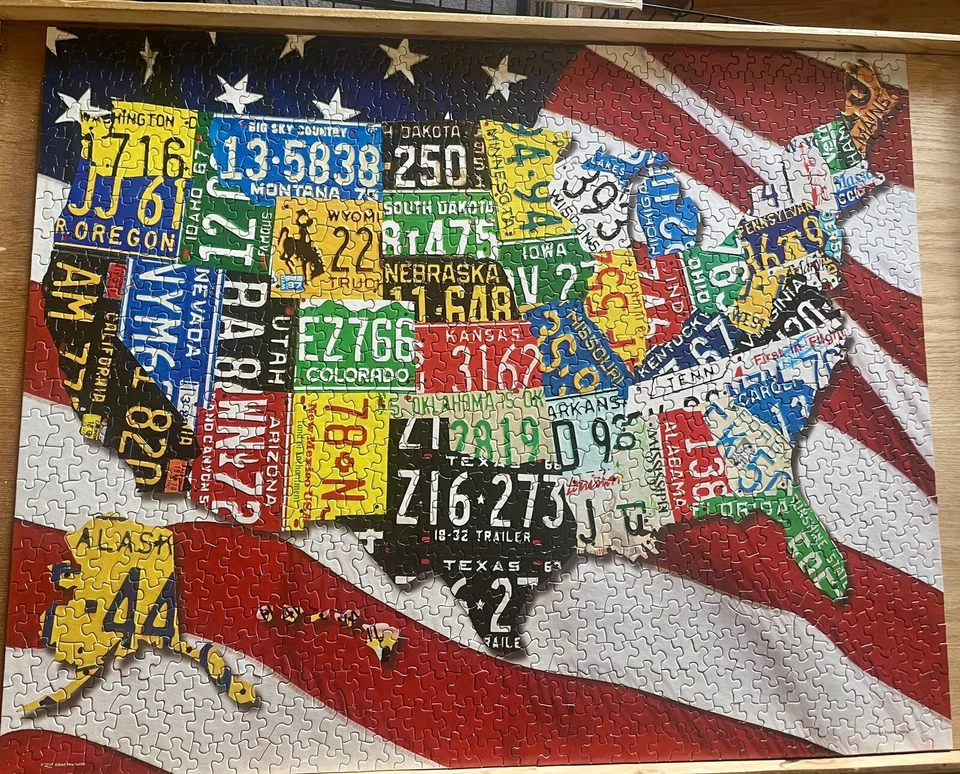 Springbok Jigsaw Puzzle 1000 Piece State Vintage License Plates USA! - Image 1 of 1