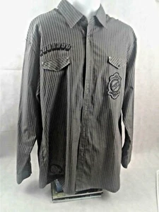 Black Label Mens Shirt Grey w/Black Stripes-Many Logos (see Photos) NWT Size 3X - Picture 1 of 10
