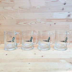 Vintage American Eagle Metall Medaillon Bleikristall Glas Bier Stein Becher Set - Bild 1 von 12