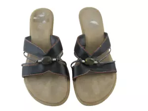 Sbicca Mujer Talla 8 Marrón Negro Piel Sintética Cuentas Sandalias Tacón Bajo - Imagen 1 de 5
