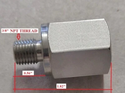 TYLOK 1/2" FEMALE NPT to 3/8" MALE PIPE FITTING REDUCER ADAPTER STAINLESS STEEL - Image 1 of 4