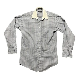 CHRISTIAN DIOR Dress Shirt Mens Gray Striped Monsieur Collar Button Down DEFECT - Picture 1 of 8