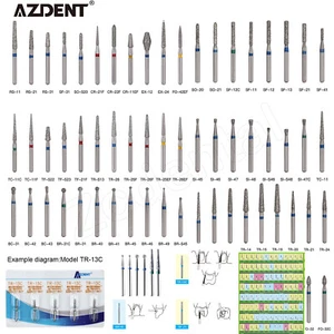 100pcs AZDENT paquete de fresas de diamante dental para piezas de mano de alta - Picture 1 of 24
