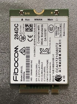 New Dell DW5820e Fibocom L850-GL LTE/WCDMA 4G WWAN Card 284DC 0284DC W16 - Image 1 of 4