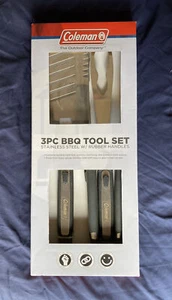 Coleman 3-Piece BBQ Tool Set Stainless Steel Spatula, Fork, Tongs Rubber Handles - Picture 1 of 3