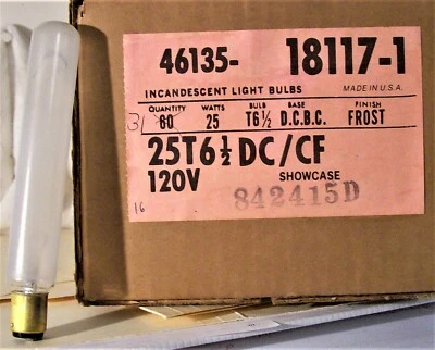 25T6.5 DC/CF  LIGHT BULB BRASS BASE 31 BULBS NEW SYLVANA MADE USA NOS - Image 1 of 4