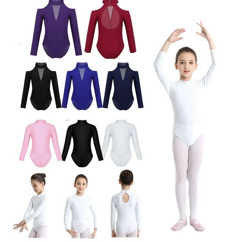 Kid Girls Mock Neck Cutout Back Ballet Dance Leotard Gymnastics Bodysuit Costume - Image 1 of 1