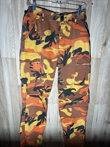 Army Cargo Pants Mens Small Regular Orange Camo Waist 27-31 Inseam 29.5 to 32.5 - Picture 1 of 11