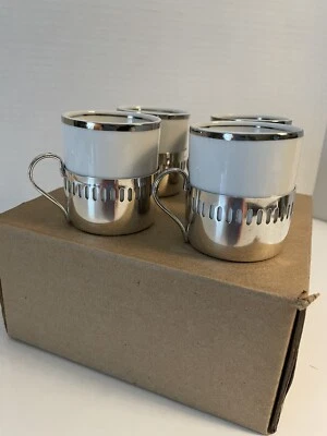 Tazas de espresso/demitasse de porcelana Verocrus con soportes de plata Eberle Brazi Foto 1 de 4