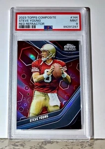 Steve Young 2023 Topps Chrome Black NFL #144 Red Refractor 4/5 Card PSA 9 Mint - Picture 1 of 2