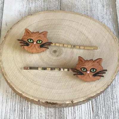 Alfileres para el pelo de gato, alfileres para el pelo de gato, alfileres para el pelo de gato marrón, decorativos Foto 1 de 4