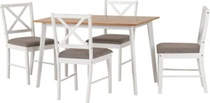 BALFOUR WHITE & OAK EFFECT 4 SEATER DINING SET - Picture 1 of 8