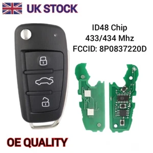Mando a distancia con llave abatible para coche AUDI A3 A4 TT ID48 Chip 433Mhz 8P0837220D - Imagen 1 de 7