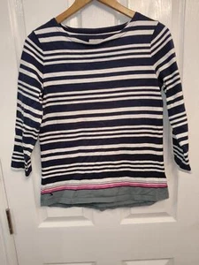 MAGLIONE JOULES BLU NAVY/BIANCO A RIGHE -UK Taglia 12 - Foto 1 di 3