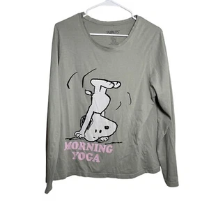 Peanuts x Primark T-Shirt Girl's Medium Morning Yoga Snoopy Funny Long Sleeve - Picture 1 of 8