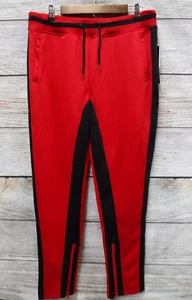 Pantaloni jogger cultura moderna uomo medi rossi e neri poliestere skinny nuovi - Foto 1 di 4