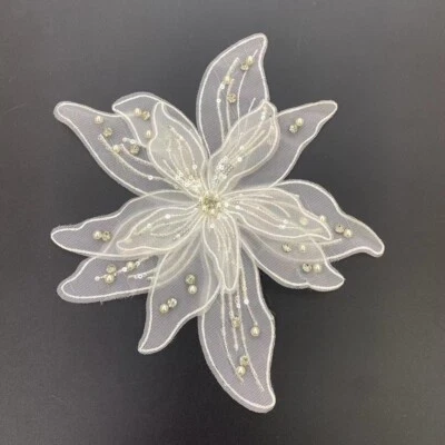 Lolita Craft buddy big size 3D double layer mesh flower patch with beads ML80 - Image 1 of 2