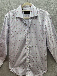 ETRO Milano Men's Button Up White Shirt Size Med (39) Multi Color Hashtag Cotton - Picture 1 of 15