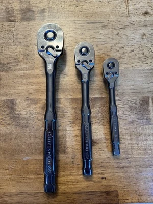 Craftsman 3pc. 180 Tooth Overdrive Gun Metal Ratchet Set 1/2 - 3/8 -  1/4" Drive - Image 1 of 4