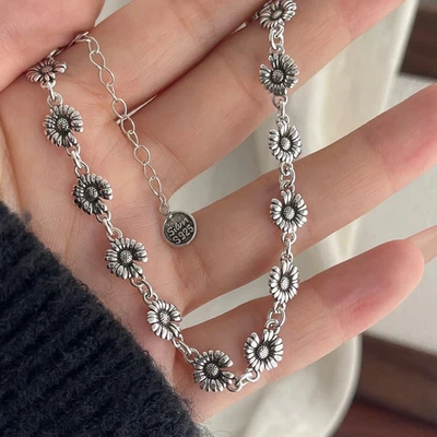 EDLES BLUMEN ARMBAND 925 SILBER Charm Zirkonia BETTEL ARMKETTE Armreif Anhänger - Bild 1 von 3