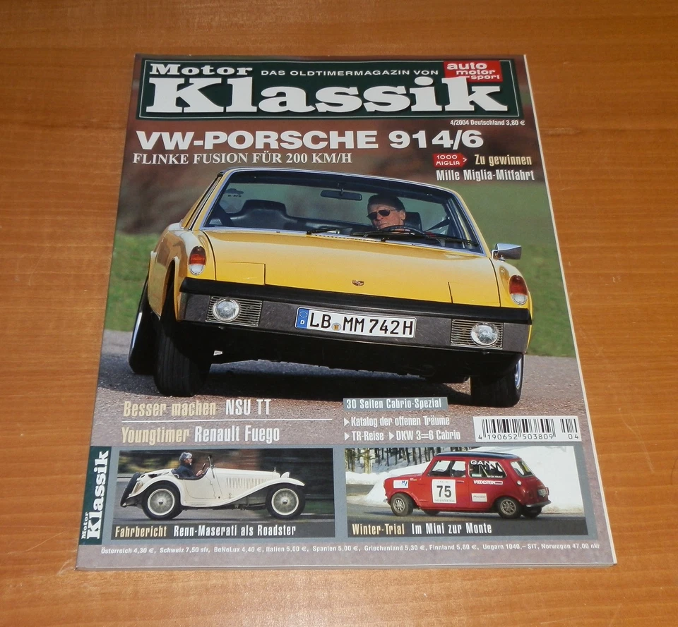 Motor Klassik 4/2004, VW Porsche 914/6, NSU TT, Im Mini zur Monte, Renault Fueg - Bild 1 von 1