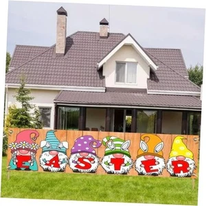 Easter Banner 78 * 17 inchs Happy Easter Large Banner Background Spring Dwarf - Picture 1 of 8