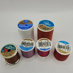 Coats Cotton Covered Polyester Thread Spools - White/Reds/Lavender - 6 spools - Picture 1 of 3
