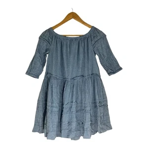 Polo Ralph Lauren Blue Tiered Dress GIRLS SIZE 12 Cotton Lined - Picture 1 of 5