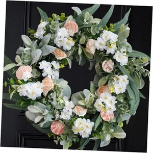 20 Inch Spring/Summer Wreaths for Front Door Artificial Greenery Wreath with - Picture 1 of 7