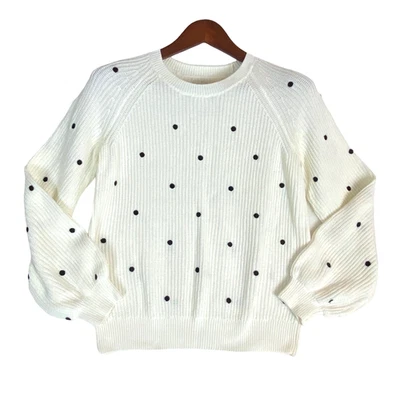 Lucky Brand Women's Cream Polka Dot Sweater Size XS - Image 1 of 4