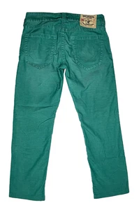 Vintage True Religion Jeans Mens 32 x 29 Green Geno Straight Pants Corduroy Y2K - Picture 1 of 10