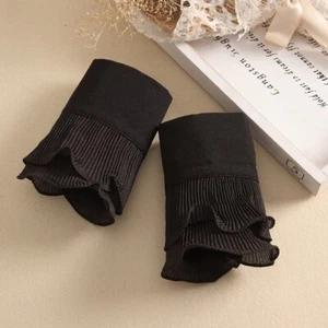 1 Par Mangas Falsas Puños de Muñeca Capas Volantes Desmontables Falso Blanco Negro Elegante - Imagen 1 de 12