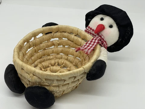 New Christmas Snowman Basket For Treats Or Candy Cover