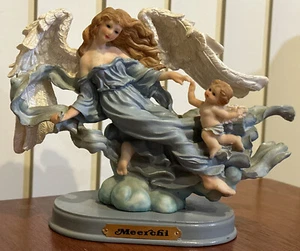 VTG MRH Signed MEERCHI Figurine Sculpture w/ Base Woman Angel & Baby Child Ángel - Picture 1 of 18