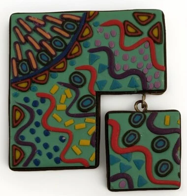 Fun Square In Square Polymer Clay Pin - Image 1 of 4