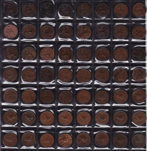  Great Britain UK Farthing 80 Coin Collection 1860 to 1955 All Different Dates  - Picture 1 of 4