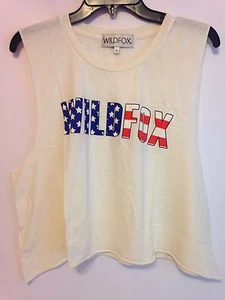 NWT WILDFOX American Fox Tank Size S Beige Cotton 100% - Picture 1 of 5