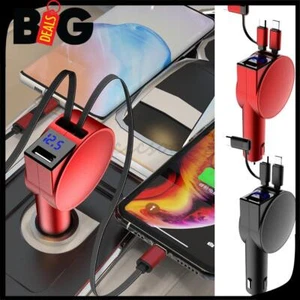 New USB Retractable Car Fast Charger Power Adapter for iPhone Android Functional - Photo 1 sur 17