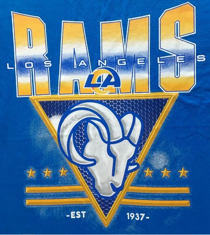 Team Apparel * Los Angeles Rams Mens Graphic T-Shirt * L Royal Blue Gold NEW Cover