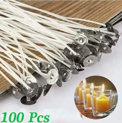 100Pcs Candle Wicks 6in 8 Inch Cotton Core Candle Making Supplies Pre Tabbed DIY - Image 1 of 4