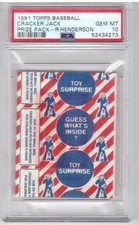 1991 Topps Baseball Cracker Jack Paper Pack Rickey Henderson Sealed PSA 10 POP 1
