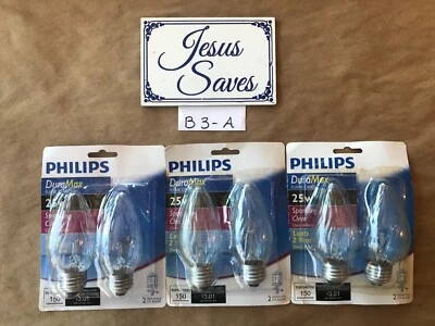 6- Philips 16833 - Bc25F15/cl/LL  F15 Flame Candle Bulb DuraMax  25w     B3-A - Image 1 of 2