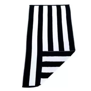Havana Hotel Cotton Pool Beach Towel Black Striped| Bnb Supplies - Picture 1 of 2