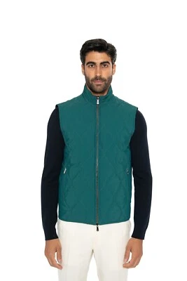 $2800 ISAIA NAPOLI Green & Blue Reversible Vest Jacket Techno Wool 38 US / 48 EU - Image 1 of 4